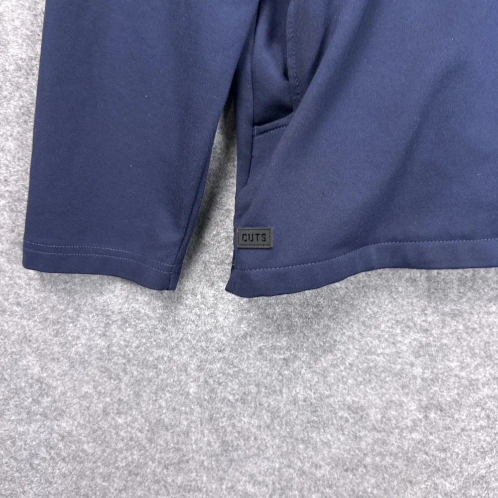 Cuts Pullover Quarter Zip XXL Navy Blue Viscose Blend Stretch Business Casual
